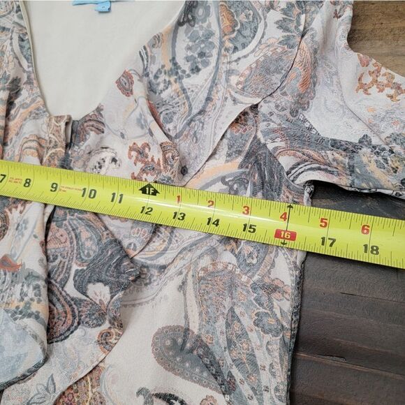 Antonio Melani Boho Long Sleeve Paisley Brown Mid Dress Full Button Down Size 0 - Picture 6 of 7